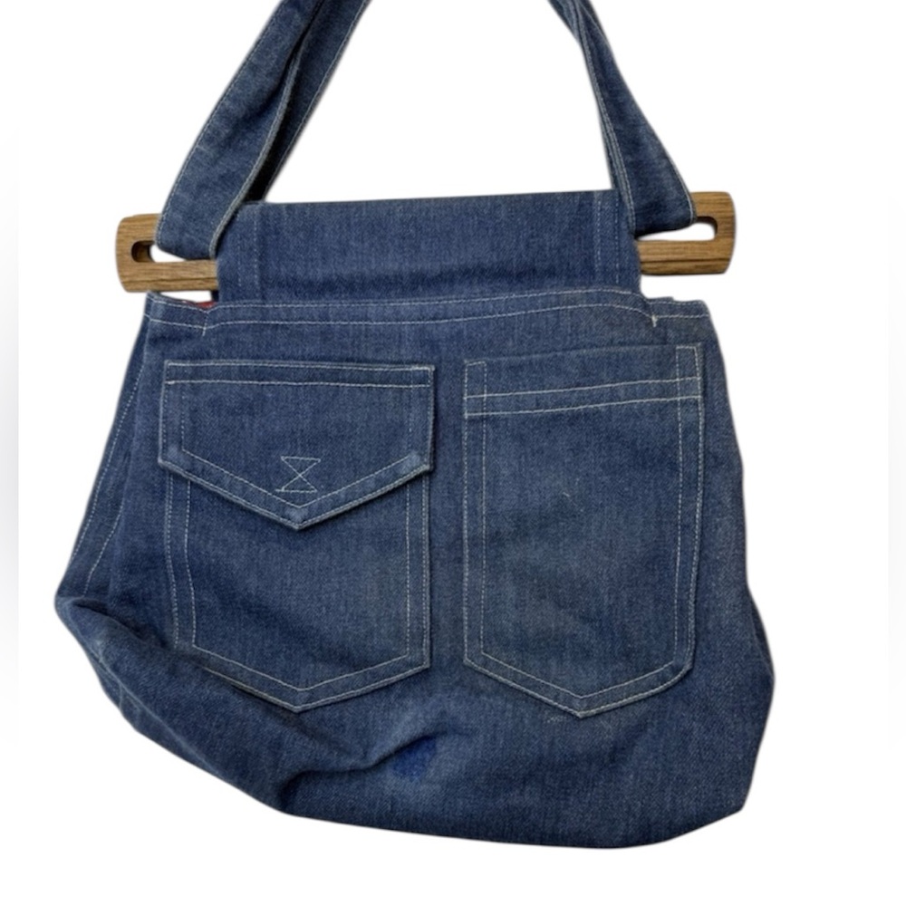 Vintage 1970s Hand Crafted By Nan Denim Shoulder Bag - Picture 2 of 4